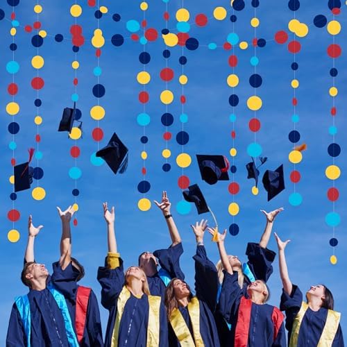 Red Blue Yellow Party Decorations Circle Dots Garland Hanging Paper Polka Dot Streamer for Carnival Circus Clown Fiesta Festivals Birthday Wedding Bridal Shower Wedding Shower Party Supplies - Image 6