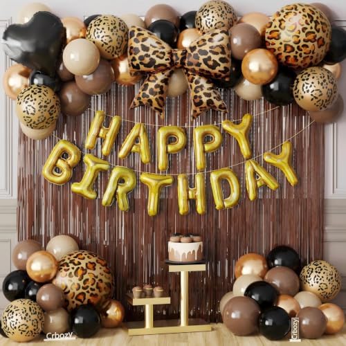 70Pcs Cheetah Print Birthday Decorations, Black Brown Gold Leopard Balloons by Unknown