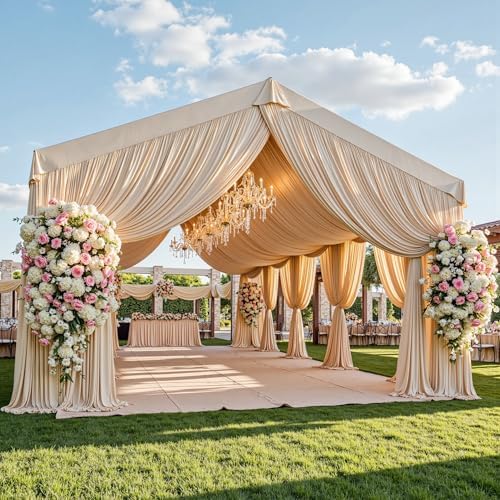 10ftx40ft Camel Khaki Ceiling Curtain for Wedding Parties by PartyVillage
