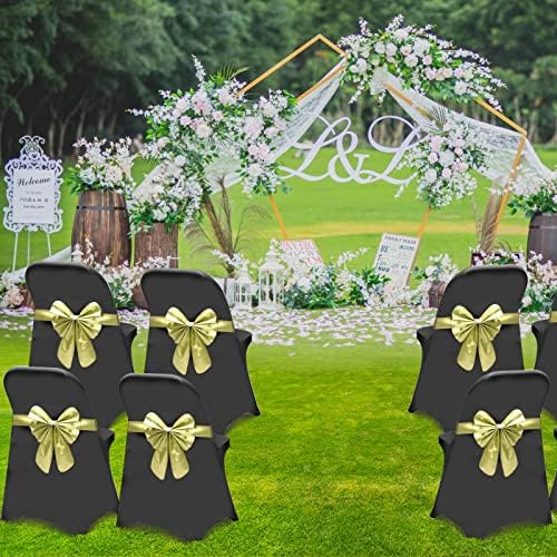 HAINARverS Folding Chair Covers for Wedding, 10pcs Stretch Spandex Washable Fabric Chair Cover, Decoration Chair Cover for Wedding, Party, Banquet, Birthday, Conference, Event(Black, 10 PCS) - Image 2