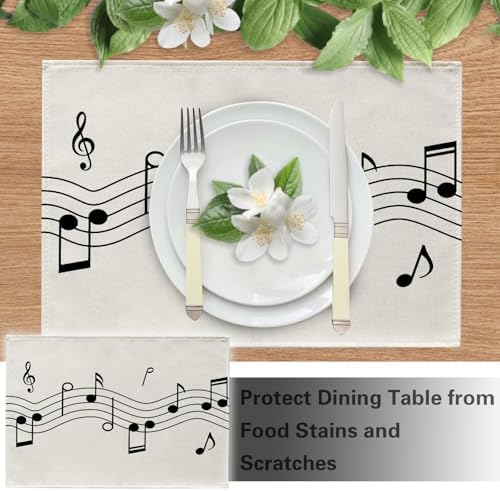 Vintage Music Sheets Placemats Set of 4, Retro Musical Notes Staff - Image 5