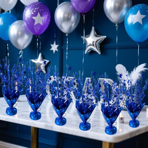 12 Pcs Metallic Foil Spray Centerpiece Party Star Table Decoration Brust Glitter Table Topper Decor for Birthday Graduation Holiday Christmas Dining Celebration New Year Party Supplies, Blue - Image 3
