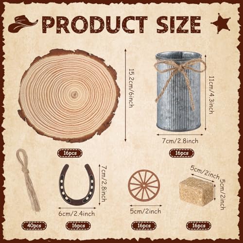 80 Pcs Western Party Decorations, Wagon Wheel Hay Bale, Silver - Image 2