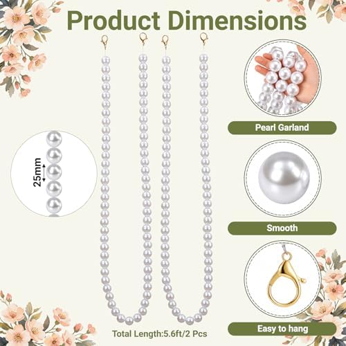 Canlierr 2 Pcs 5.6ft Wedding Giant Pearl Garland Decorations 25mm - Image 2