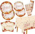 Thanksgiving Plates and Napkins Gatherfun Maple Leaves Disposable Paper Plates Napkins Cups plastic Tablecloth for Thanksgiving Dinner Party Decorations Serve 25 by Gatherfun
