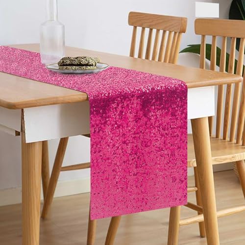 10 Packs 12 x 72 inches Fuchsia Sequin Table Runner - Image 2