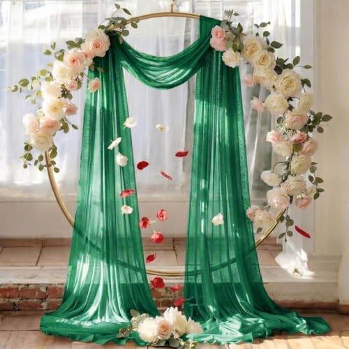 Pack of 2 Wedding Arch Drape Panel Fabric 30" x 20ft - Emerald Green - Image 6