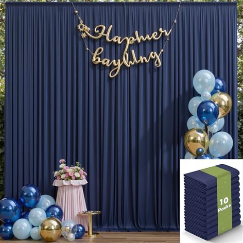 50ft x 12ft Wrinkle Free Navy Blue Backdrop Curtains for Parties, 10 Panels 12FT Long Photo Backdrop Drapes Silky Back Drop Cloth for Wedding Birthday Photography Background Decor - Image 2