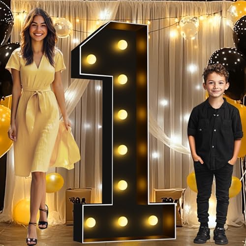 Pooqla 4FT Marquee Light Up Numbers 1 for 1st Birthday Decorations by Pooqla
