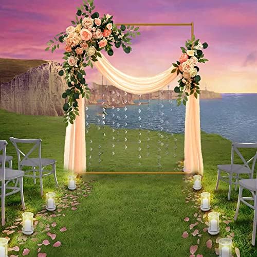 Gold Wedding Arch Backdrop Stand, 6.6FT*3.3FT Square Balloon and Flower Metal Frame for Ceremony, Anniversary, Party, Baby Shower Photo Booth Decoration. - Image 5