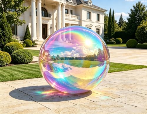 Inflatable Mirror Ball,Reusable Mirror Ball Large Event Decoration PVC Ball for Party,Concerts,Stage,Wedding Decorations - No Pump Included (Iridescent, 1pcs：0.6m) by FloatPartyEnjoy