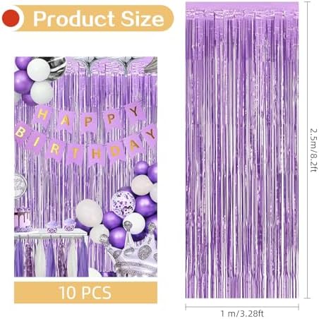 10 Pack Light Purple Backdrop Curtain 3.2ft x 8.2ft Metallic Tinsel Foil Fringe Curtains Photo Booth Background for Birthday Party Decoration Baby Shower Engagement Wedding Christmas Decoration - Image 3
