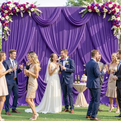 10 Panels Purple Backdrop Curtain for Parties Wedding Wrinkle Free Purple Photo Curtains Backdrop Drapes Fabric Decoration for Birthday Party Photography 50ft(W) x 10ft(H) - Image 4