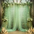 10x10ft Green Tulle Backdrop Curtain with Lights String for Parites, Sheer Photo Backdrop Curtains with Lights for Wedding Backdrop Ceremony Reception Bridal Shower Baby Shower Birthday Party by PartyTalk
