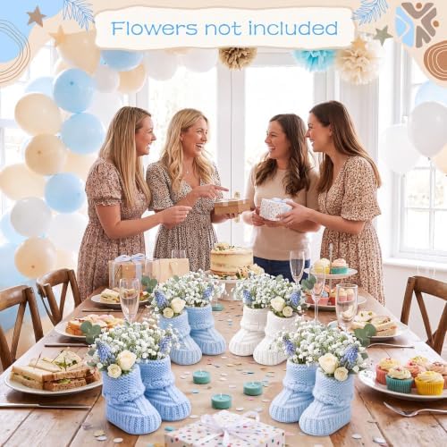 Tranqun 4 Sets Baby Booties Centerpiece No Floral DIY,Classic,Blue Ombré - Image 6
