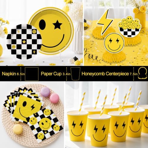 197Pcs Smiley Face Birthday Decorations Tableware Set, 20 Serves - Image 5