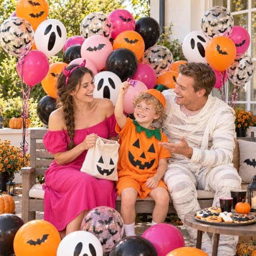 Halloween Balloons, Orange Pink Ghost Balloons for Halloween Birthday Party - Image 4