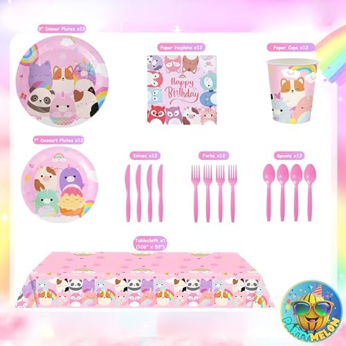 Cute Animals Birthday Decorations Kids Party Supplies with Plates Cups Napkins Spoons Forks Knives Tablecloth - Image 2