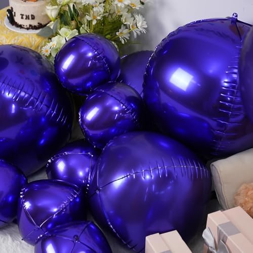 12PCS Dark Purple Round Foil Balloons 22" 15" 10" Chrome Purple Balloons - Image 4