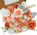 Floweroyal Artificial Flowers Combo Champagne Flowers Mix Silk Flowers Dahlia Roses with Stems for DIY Wedding Bridal Bouquets, Baby Shower, Floral Arrangement, Table Centerpieces, Home Decorations. by FloweroyalCrafts