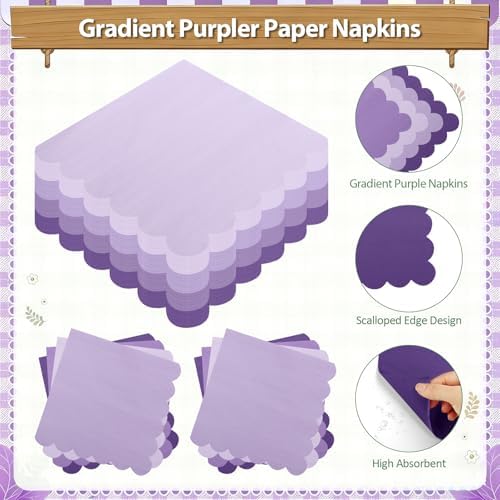 Purple Plates and Napkins Party Supplies, 9’’ Pastel Purple Disposable Paper Plates and Cups and Napkins Set for Baby Shower, Birthday, Wedding Party Decorations Serves 48 - Image 4