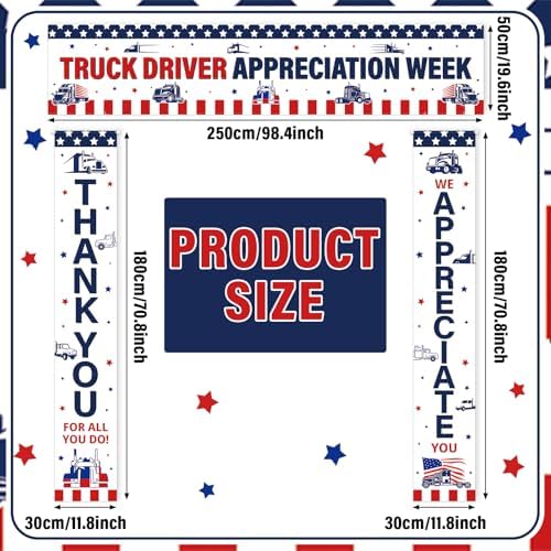 Smoothnovelty 3 Pcs Red and Blue Truck Driver Appreciation Banner - Image 2