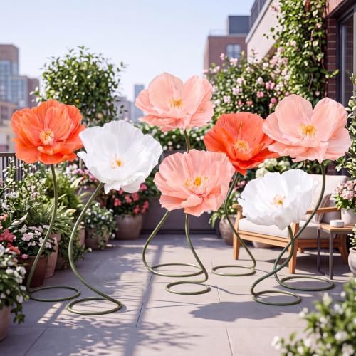 7 Pcs 5ft Boho Large Corn Poppy Flower Giant Artificial Poppies - Image 3