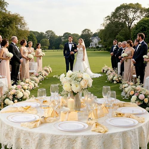 ejonirinjonir 180pcs Elegant White Plastic Plates for Wedding, Gold Trim - Image 6