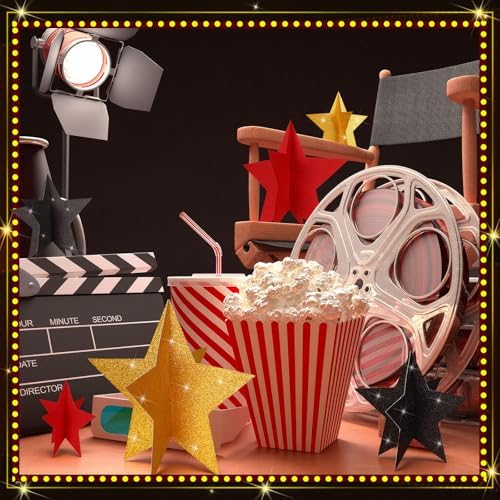 Sinload 45 Piece 3D Glitter Star Centerpieces Red Black Gold Party Decor - Image 6