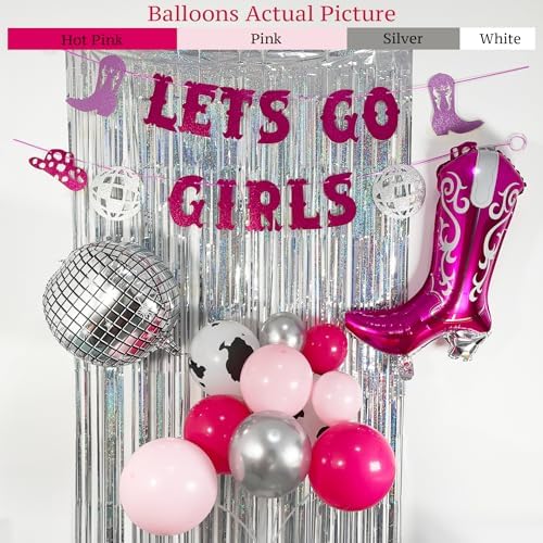 Last Rodeo Bachelorette Party Decoration Pink & Silver Disco Cowgirl Boot Cow Print Balloon Arch, Let's Go Girls Banner Photo Backdrop For Last Hoe Down Bridal Shower, Western Birthday，Nashville Decor - Image 4