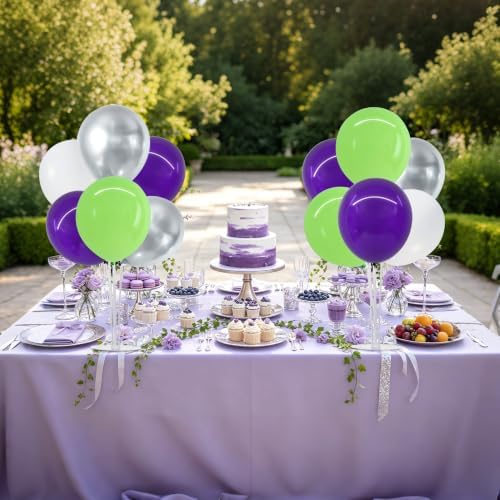 TONIFUL 4 Set Purple Green White Balloon Stand Centerpieces for Table - Image 6