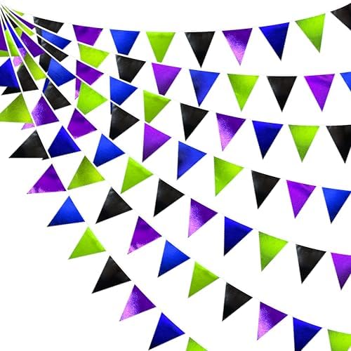 Video Game Party Decorations Black Blue Green Purple Metallic Fabric Triangle Pennant Banner Flag Bunting for Men Boys Birthday Graduations Retirement Wedding Bachelorette Video Game Party Supplies by pinkblume