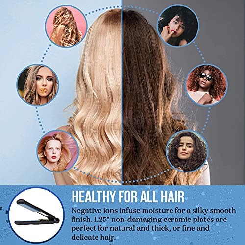 HAI Convertible Ceramic Hair Straightener for Women - Professional Fast Heating Flat Iron with 5 Temperature Levels for All Hair Types - (Classic Blue) - Image 3