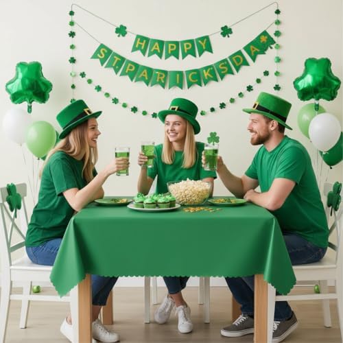 NatNarr 6 Pcs Green Tablecloths Plastic, Scalloped Rectangle Table Cloth - Image 5