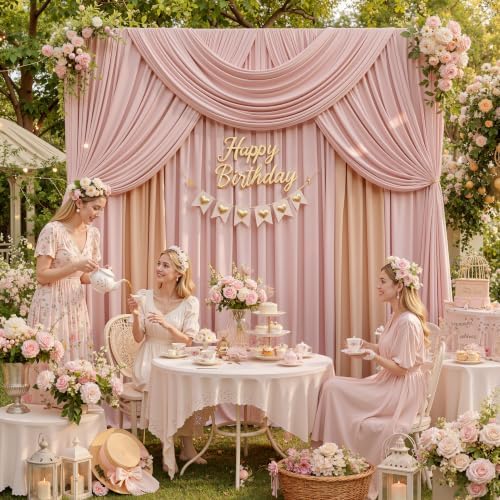 20ft x 12ft Dusty Pink Backdrop Curtains for Parties, Wrinkle Free 4 Panels Photo Backdrop Drapes Back Drop Cloth for Wedding Birthday Photography Background Decor - Image 5