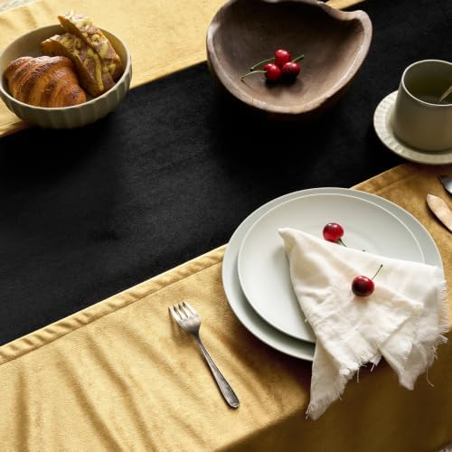 Gold and Black Velvet Rectangle Tablecloth: Luxurious Christmas Table Cloth - Image 2