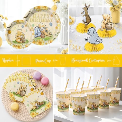 205Pcs Classic Bear Birthday Decorations Tableware Set, 25 Serves - Image 5