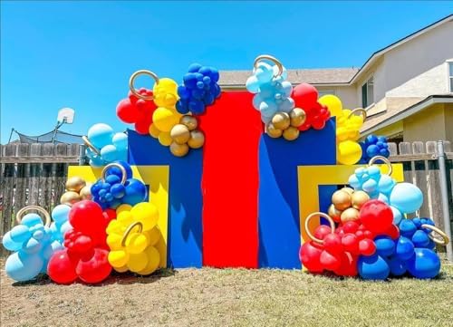 161Pcs Cartoon Balloon Garland Arch Kit - Balloons with 4D Star Gold Long Balloons for Birthday Baby Shower Cartoon Carnival Circus Hedgehog Super Hero Gamer Theme Backdrop Party Decorations - Image 3