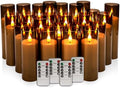 24 Pack LED Gray Flameless Candles with Remote, 3D Flickering Battery Operated Candles in Glass Holders, Safe for Weddings, Parties, Home and Outdoor Decor. by CAKETYCG