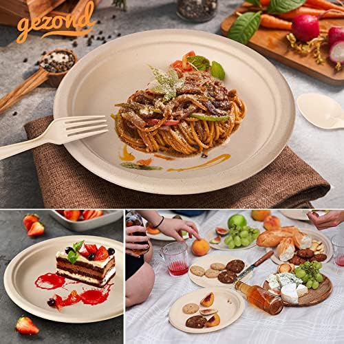 Gezond 250Pcs Disposable Paper Plates Compostable Plates and Utensils - Image 4