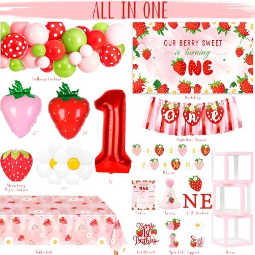 Kriyokiaa Berry First Birthday Decorations, Strawberry Shortcake Kit - Image 2