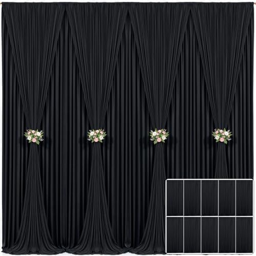 10 Panels Black Backdrop Curtain for Parties Wrinkle Free Black Photo Curtains Backdrop Drapes Fabric Decoration for Birthday Party Wedding 50ft(W) x 10ft(H) by Tao-GePartyDecorations