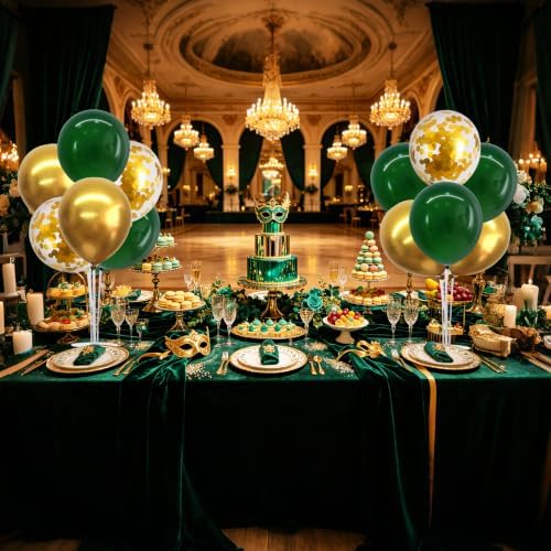 TONIFUL 4 Set Dark Green Gold Balloon Stand Balloon Centerpieces for Table - Image 6