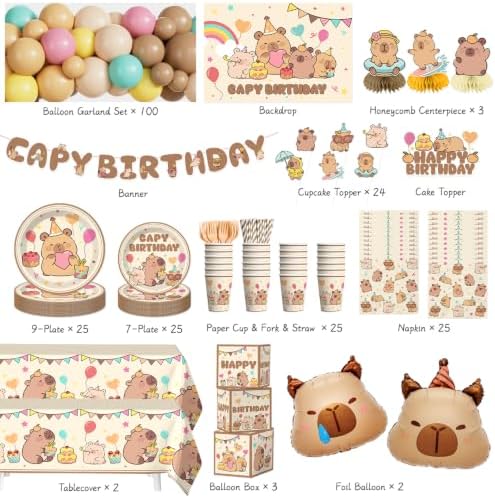 287Pcs Capybara Birthday Decorations, All-in-One Set for 25 Guests - Image 2