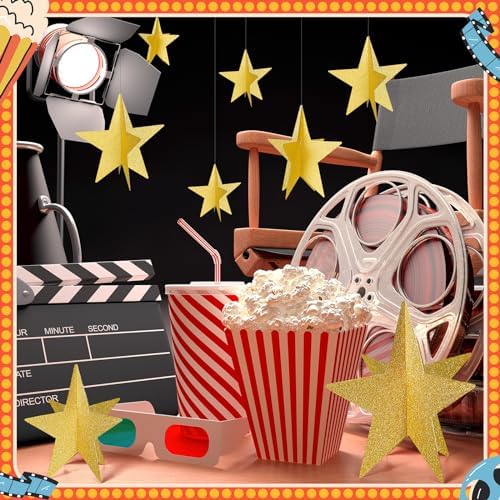 Sinload 45 Piece 3D Gold Star Centerpieces Glitter Theme Party Decorations - Image 6