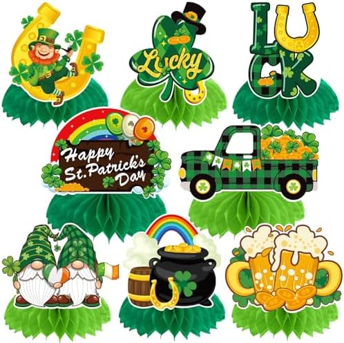 JULMELON 8 Pcs St Patricks Day Decorations Honeycomb Centerpieces for Table by JULMELON