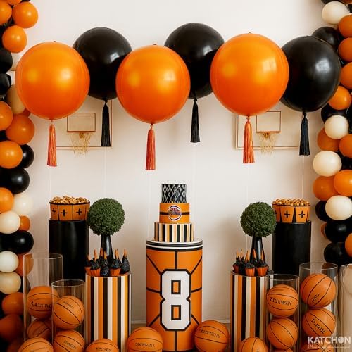 KatchOn Metallic Orange and Black Balloons - 22 Inch, Pack of 6 - Image 6