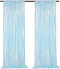 Mermaid Blue Sequin Backdrop 2 Pcs 2ftx8ft Glitter Backdrop Curtains for Mermaid Themed Birthday Party Decorations by SoarDream