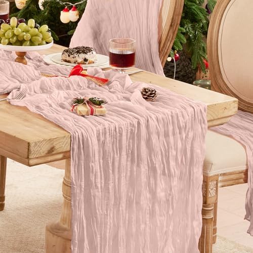 12 Pack Dusty Pink Cheesecloth Table Runner Boho Gauze Home Decor by Playieer