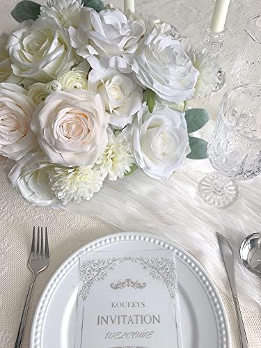 FACINOC Roses Artificial Flowers White Bouquet Fake Flower with Stems Combo - Image 5